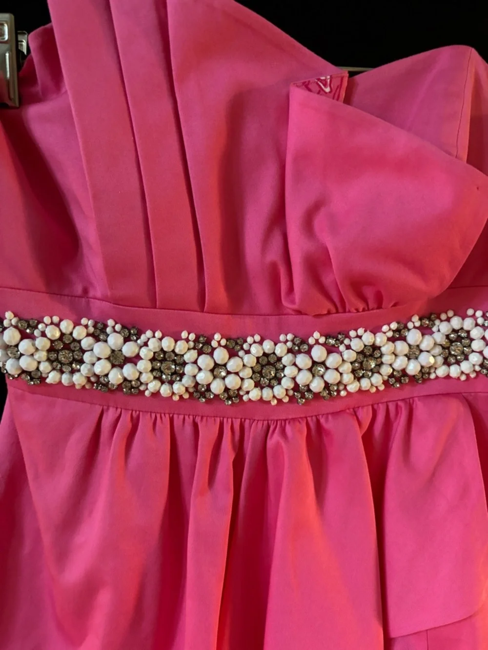 Lilly Pulitzer Pink Strapless Pearl-Embellished Faux-Wrap Dress - Picture 3 of 12
